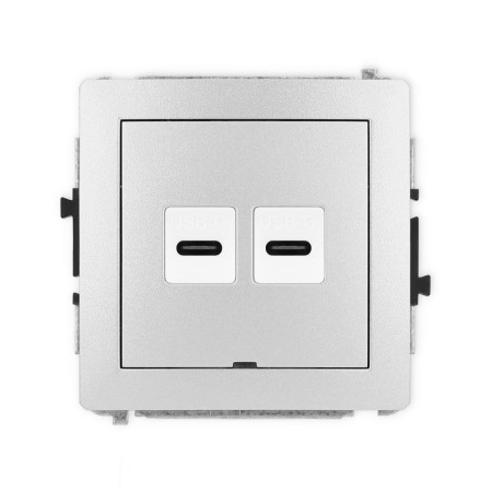 Karlik Deco Srebrny Metalik Mechanizm Gniazda Podwójnego 2Xusb C-C, Bez Pola Opisowego 7Dgusbbo-8