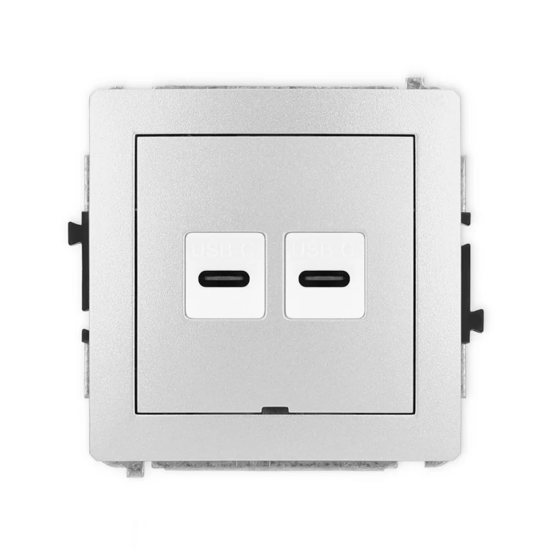 Karlik Deco Srebrny Metalik Mechanizm Gniazda Podwójnego 2Xusb C-C, Bez Pola Opisowego 7Dgusbbo-8