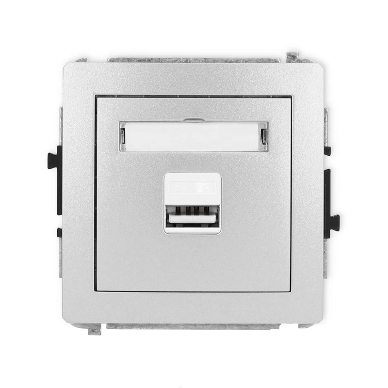 Karlik Deco Srebrny Metalik Mechanizm Ładowarki Usb Pojedynczej, 5V, 2A 7Dcusb-3