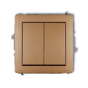 Karlik Deco Złoty Metalik Mechanizm Włącznika Jednobiegunowego Ze Schodowym (Dwa Klawisze Bez Piktogramów, Wspólne Zasilanie) 8Dwp-10.11