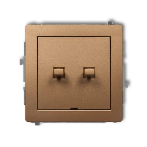 Karlik Deco Złoty Metalik Mechanizm Włącznika Jednobiegunowego Ze Schodowym W Stylu Amerykańskim (Dwa Klawisze Bez Piktogramów, Osobne Zasilanie) 8Dwpus-10.21