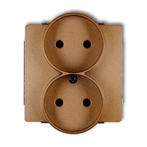 Karlik Deco Złoty Metalik Mechanizm Gniazda Podwójnego Do Ramki Bez Uziemienia 2X2P (Przesłony Torów Prądowych) 8Dgpr-2P