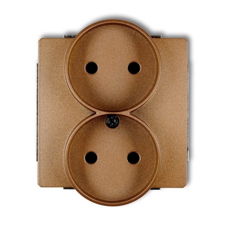 Karlik Deco Złoty Metalik Mechanizm Gniazda Podwójnego Do Ramki Deco Soft Bez Uziemienia 2X2P (Przesłony Torów Prądowych) 8Dgprso-2P