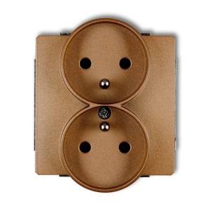 Karlik Deco Złoty Metalik Mechanizm Gniazda Podwójnego Do Ramki Deco Soft Z Uziemieniem 2X(2P+Z) (Przesłony Torów Prądowych) 8Dgprso-2Zp