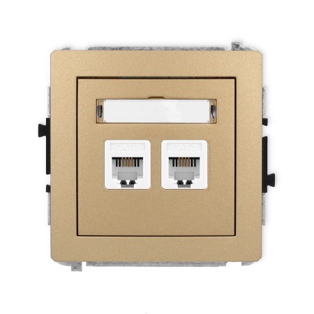Karlik Deco Złoty Metalik Mechanizm Gniazda Telefonicznego Podwójnego 2Xrj11, 4-Stykowy, Beznarzędziowe 8Dgt-2