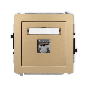Karlik Deco Złoty Metalik Mechanizm Gniazda Komputerowego Pojedynczego 1Xrj45, Kat. 5E, Ekranowany, 8-Stykowy 8Dgk-1E