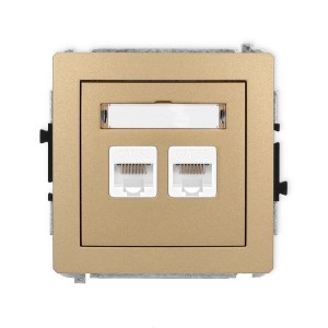 Karlik Deco Złoty Metalik Mechanizm Gniazda Komputerowego Podwójnego 2Xrj45, Kat. 5E, 8-Stykowy 8Dgk-2