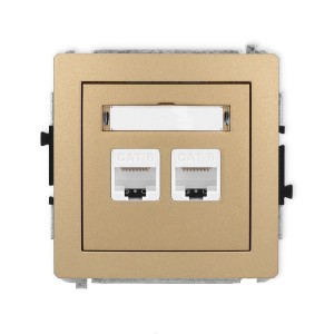 Karlik Deco Złoty Metalik Mechanizm Gniazda Komputerowego Podwójnego 2Xrj45, Kat. 6, 8-Stykowy 8Dgk-4
