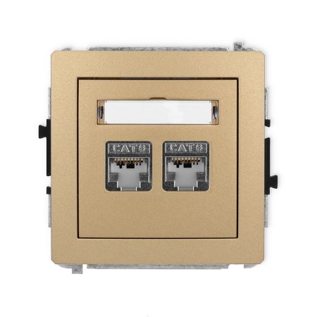 Karlik Deco Złoty Metalik Mechanizm Gniazda Komputerowego Podwójnego 2Xrj45, Kat. 6, Ekranowany, 8-Stykowy 8Dgk-6