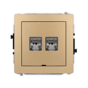 Karlik Deco Złoty Metalik Mechanizm Gniazda Komputerowego Podwójnego 2Xrj45, Kat. 6, Ekranowany, 8-Stykowy, Bez Pola Opisowego 8Dgkbo-6