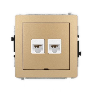 Karlik Deco Złoty Metalik Mechanizm Gniazda Komputerowego Podwójnego 2Xrj45, Kat. 6A, 8-Stykowy, Bez Pola Opisowego 8Dgkbo-8