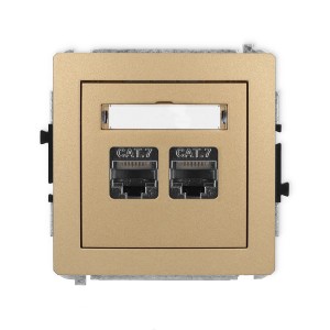 Karlik Deco Złoty Metalik Mechanizm Gniazda Komputerowego Podwójnego 2Xrj45, Kat. 7, Ekranowany, 8-Stykowy 8Dgk-10