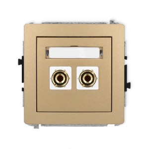 Karlik Deco Złoty Metalik Mechanizm Gniazda Głośnikowego Pojedynczego (Typu Banan - Czerwony I Czarny, Pozłacany, 4 Mm2, Do Lutowania) 8Dgg-3