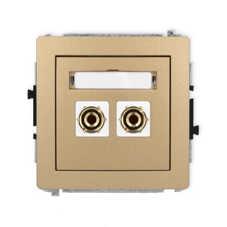 Karlik Deco Złoty Metalik Mechanizm Gniazda Głośnikowego Pojedynczego (Typu Banan - Czerwony I Czarny, Pozłacany, 4 Mm2, Do Lutowania) 8Dgg-3