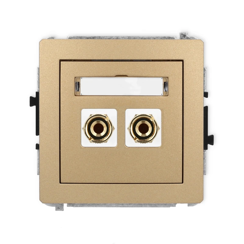 Karlik Deco Złoty Metalik Mechanizm Gniazda Głośnikowego Pojedynczego (Typu Banan - Czerwony I Czarny, Pozłacany, 4 Mm2, Do Lutowania) 8Dgg-3