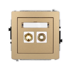 Karlik Deco Złoty Metalik Mechanizm Gniazda Głośnikowego Pojedynczego (Typu Banan - Czerwony I Czarny, Pozłacany, 4 Mm2, Skręcany) 8Dgg-4