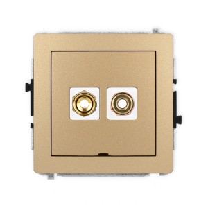 Karlik Deco Złoty Metalik Mechanizm Gniazda Głośnikowego Pojedynczego, Bez Pola Opisowego (Typu Banan - Czerwony I Czarny, Pozłacany, 4 Mm2, Skręcany) 8Dggbo-4