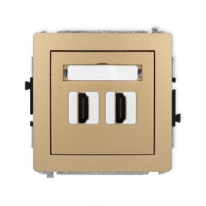 Karlik Deco Złoty Metalik Mechanizm Gniazda Podwójnego Hdmi 2.0 8Dhdmi-4