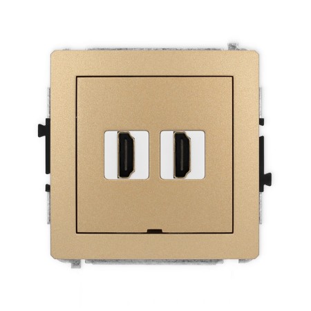 Karlik Deco Złoty Metalik Mechanizm Gniazda Podwójnego Hdmi 2.0, Bez Pola Opisowego 8Dhdmibo-4