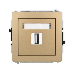 Karlik Deco Złoty Metalik Mechanizm Gniazda Pojedynczego Usb A-A 2.0 8Dgusb-1