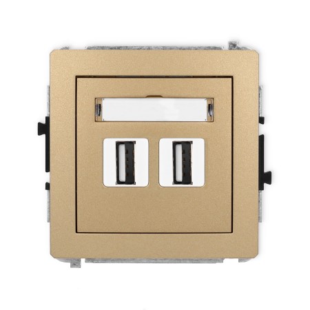 Karlik Deco Złoty Metalik Mechanizm Gniazda Podwójnego 2Xusb A-A 2.0 8Dgusb-2
