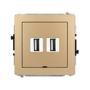 Karlik Deco Złoty Metalik Mechanizm Gniazda Podwójnego 2Xusb A-A 2.0, Bez Pola Opisowego 8Dgusbbo-2