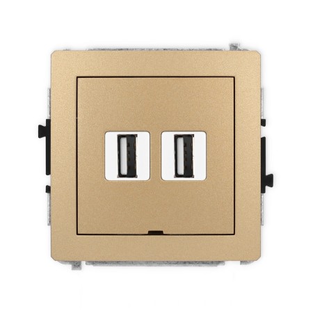 Karlik Deco Złoty Metalik Mechanizm Gniazda Podwójnego 2Xusb A-A 2.0, Bez Pola Opisowego 8Dgusbbo-2