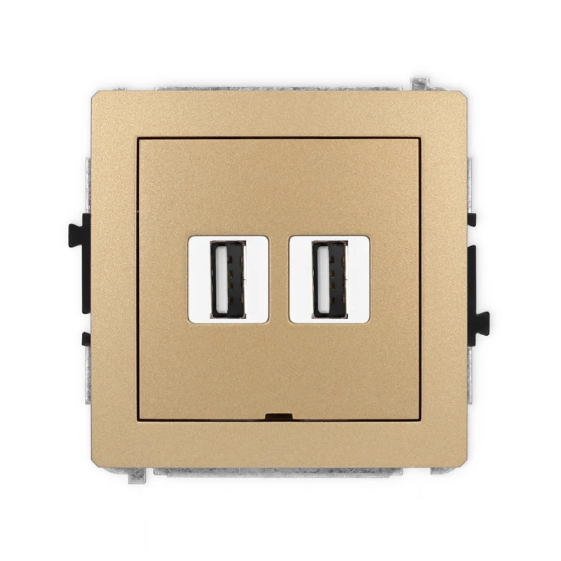 Karlik Deco Złoty Metalik Mechanizm Gniazda Podwójnego 2Xusb A-A 2.0, Bez Pola Opisowego 8Dgusbbo-2