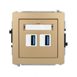 Karlik Deco Złoty Metalik Mechanizm Gniazda Podwójnego 2Xusb A-A 3.0 8Dgusb-6
