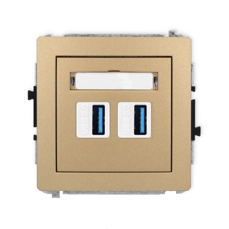 Karlik Deco Złoty Metalik Mechanizm Gniazda Podwójnego 2Xusb A-A 3.0 8Dgusb-6
