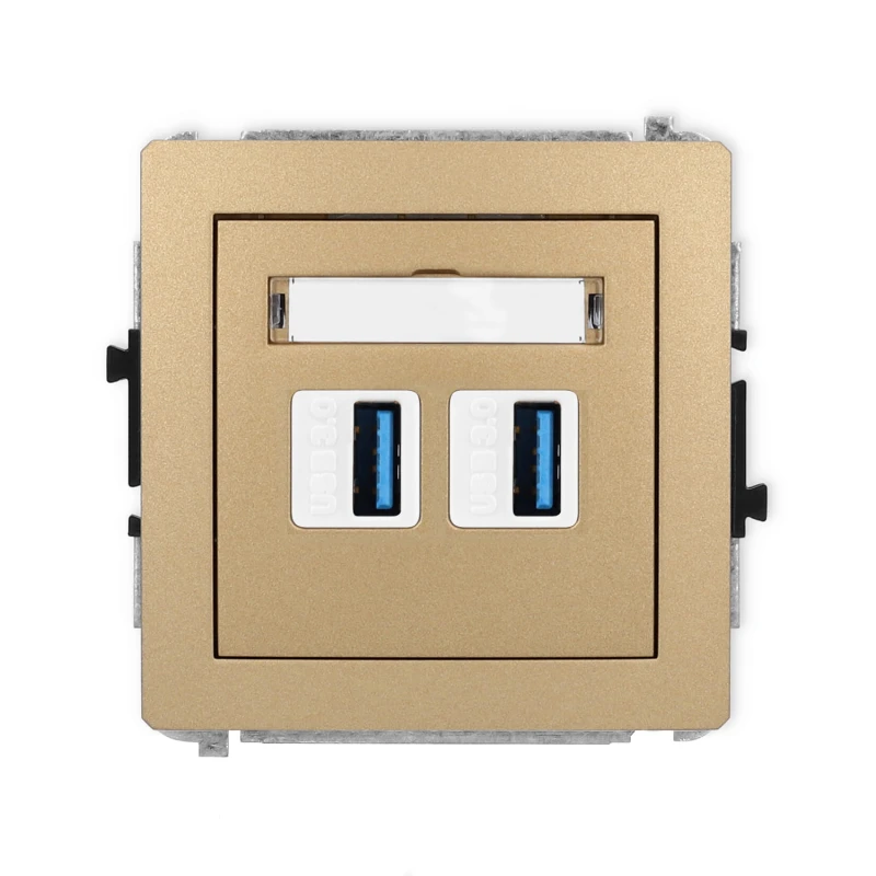Karlik Deco Złoty Metalik Mechanizm Gniazda Podwójnego 2Xusb A-A 3.0 8Dgusb-6