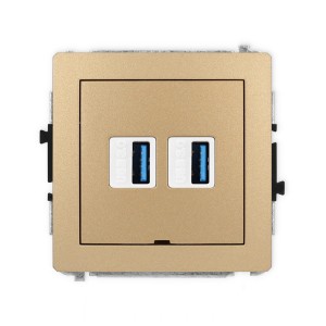 Karlik Deco Złoty Metalik Mechanizm Gniazda Podwójnego 2Xusb A-A 3.0, Bez Pola Opisowego 8Dgusbbo-6