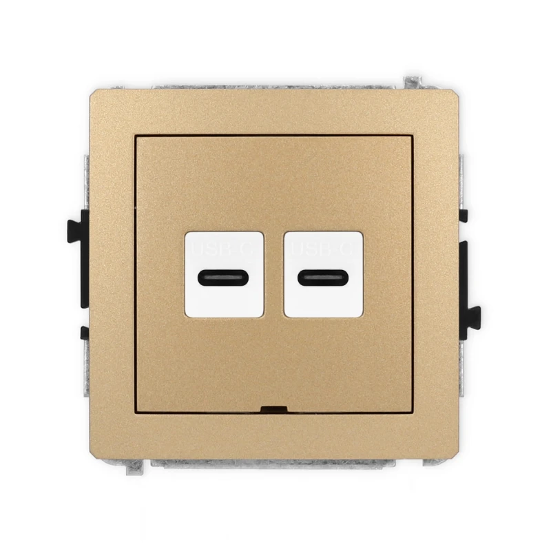 Karlik Deco Złoty Metalik Mechanizm Gniazda Podwójnego 2Xusb C-C, Bez Pola Opisowego 8Dgusbbo-8