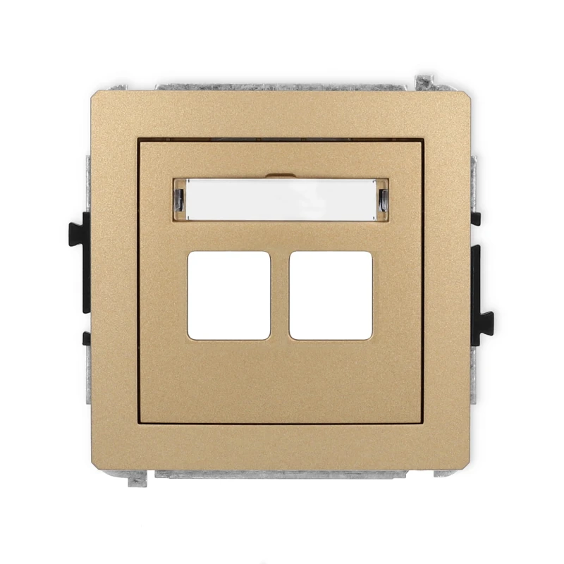 Karlik Deco Złoty Metalik Mechanizm Gniazda Multimedialnego Podwójnego Bez Modułu (Standard Keystone) 8Dgm-2P