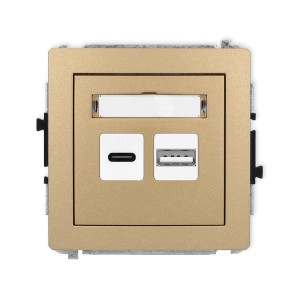 Karlik Deco Złoty Metalik Mechanizm Ładowarki Usb Podwójnej Usb C + Usb A, 20W Max. 8Dcusb-8