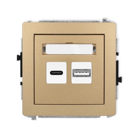 Karlik Deco Złoty Metalik Mechanizm Ładowarki Usb Podwójnej Usb C + Usb A, 20W Max. 8Dcusb-8
