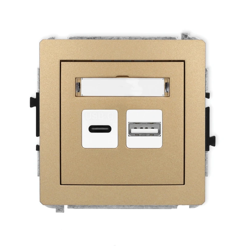 Karlik Deco Złoty Metalik Mechanizm Ładowarki Usb Podwójnej Usb C + Usb A, 20W Max. 8Dcusb-8