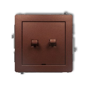 Karlik Deco Brązowy Metalik Mechanizm Włącznika Jednobiegunowego Ze Schodowym W Stylu Amerykańskim (Dwa Klawisze Bez Piktogramów, Osobne Zasilanie) 9Dwpus-10.21