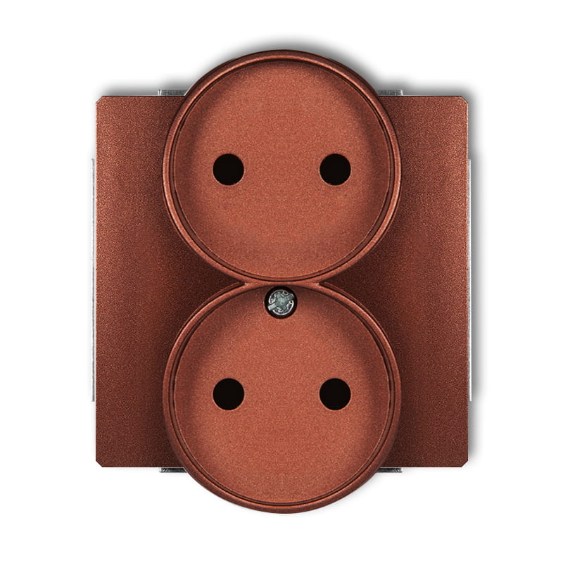 Karlik Deco Brązowy Metalik Mechanizm Gniazda Podwójnego Do Ramki Deco Soft Bez Uziemienia 2X2P (Przesłony Torów Prądowych) 9Dgprso-2P