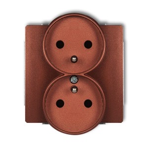 Karlik Deco Brązowy Metalik Mechanizm Gniazda Podwójnego Do Ramki Z Uziemieniem 2X(2P+Z) (Przesłony Torów Prądowych) 9Dgpr-2Zp