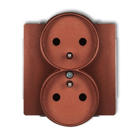 Karlik Deco Brązowy Metalik Mechanizm Gniazda Podwójnego Do Ramki Deco Soft Z Uziemieniem 2X(2P+Z) (Przesłony Torów Prądowych) 9Dgprso-2Zp