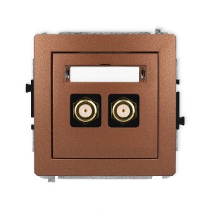 Karlik Deco Brązowy Metalik Mechanizm Gniazda Antenowego Podwójnego Typu F (Sat) Pozłacany 9Dgf-2.1