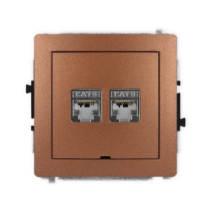 Karlik Deco Brązowy Metalik Mechanizm Gniazda Komputerowego Podwójnego 2Xrj45, Kat. 6, Ekranowany, 8-Stykowy, Bez Pola Opisowego 9Dgkbo-6