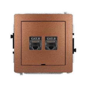 Karlik Deco Brązowy Metalik Mechanizm Gniazda Komputerowego Podwójnego 2Xrj45, Kat. 8, Ekranowany, 8-Stykowy, Bez Pola Opisowego 9Dgkbo-12