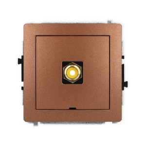 Karlik Deco Brązowy Metalik Mechanizm Gniazda Pojedynczego Rca, Bez Pola Opisowego (Typu Cinch - Żółty, Pozłacany) 9Dgrcabo-1