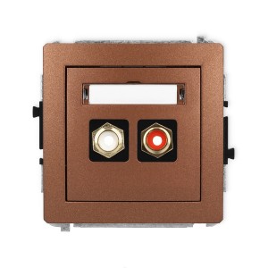 Karlik Deco Brązowy Metalik Mechanizm Gniazda Podwójnego Rca (Typu Cinch - Biały I Czerwony, Pozłacany) 9Dgrca-2