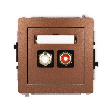 Karlik Deco Brązowy Metalik Mechanizm Gniazda Podwójnego Rca (Typu Cinch - Biały I Czerwony, Pozłacany) 9Dgrca-2
