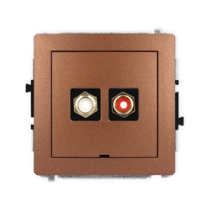 Karlik Deco Brązowy Metalik Mechanizm Gniazda Podwójnego Rca, Bez Pola Opisowego (Typu Cinch - Biały I Czerwony, Pozłacany) 9Dgrcabo-2