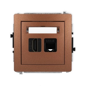 Karlik Deco Brązowy Metalik Mechanizm Gniazda Pojedynczego Hdmi 2.0 + Gniazda Komp. Poj. 1Xrj45, Kat. 5E, 8-Stykowy 9Dghk