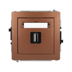 Karlik Deco Brązowy Metalik Mechanizm Gniazda Pojedynczego Usb A-A 2.0 9Dgusb-1